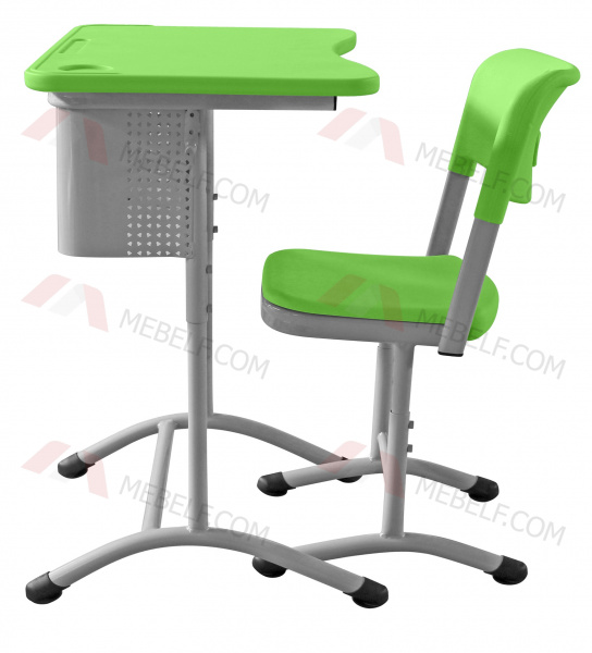 Школьный стол с перфорированным экраном ШСТ13 и стул ШС01, зеленый