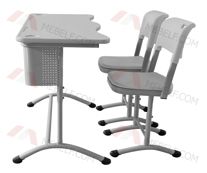 Школьный двухместный комплект пластик ШСТ14 и ШС01, серый